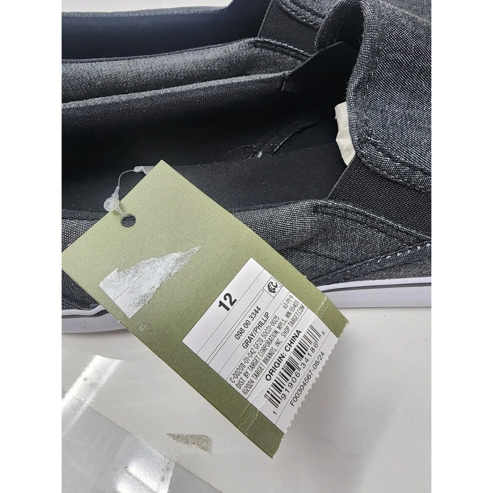 Goodfellow & Co Mens Phillip Slip On Sneakers Gray Cotton Casual Size 12